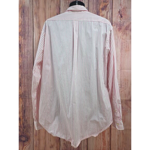 Ralph Lauren Mens Classic Fit XXL Pink & White Striped Button-Down Shirt - Picture 2 of 7